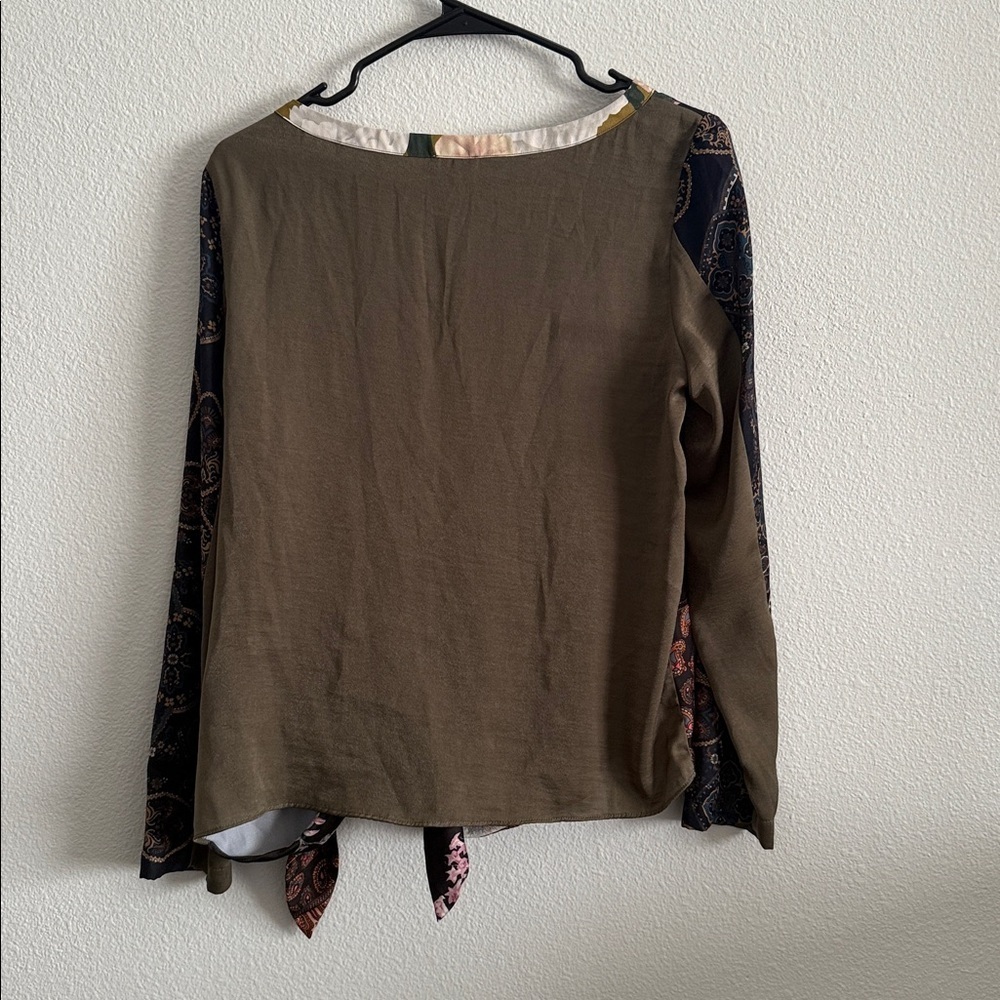 Tiny XS Patchwork Floral Paisley Tie-Front Blouse Boho Top - Picture 4 of 7